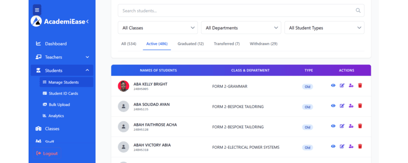 Academic Manager System AcademiEase -School Management System